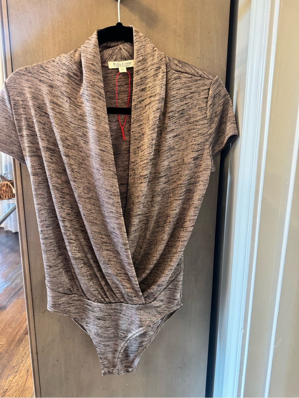 Rolla Coster Heathered Taupe Wrap-Front Bodysuit